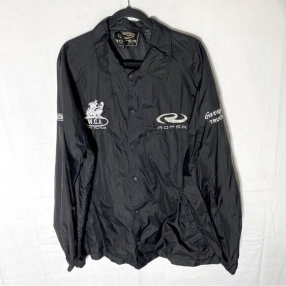 Vintage Roper Black Embroidered Snap Front Windbreaker XL - Picture 15 of 15